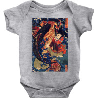 Fighting The Giant Carp Japanese Tshirt Baby Bodysuit | Artistshot