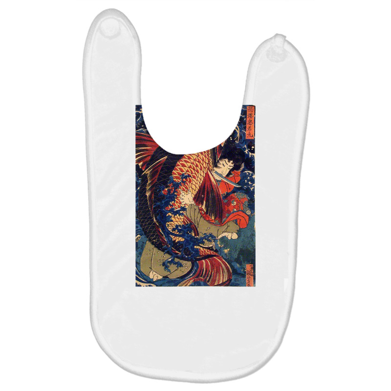 Fighting The Giant Carp Japanese Tshirt Baby Bibs by Bradley | Artistshot