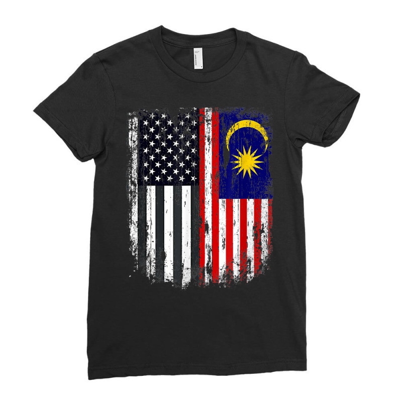 Duel Flag Design Malaysia And American Duel Citizen T Shirt Ladies Fitted T-Shirt by xq8pjbeamer | Artistshot