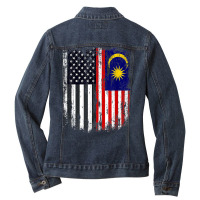 Duel Flag Design Malaysia And American Duel Citizen T Shirt Ladies Denim Jacket | Artistshot