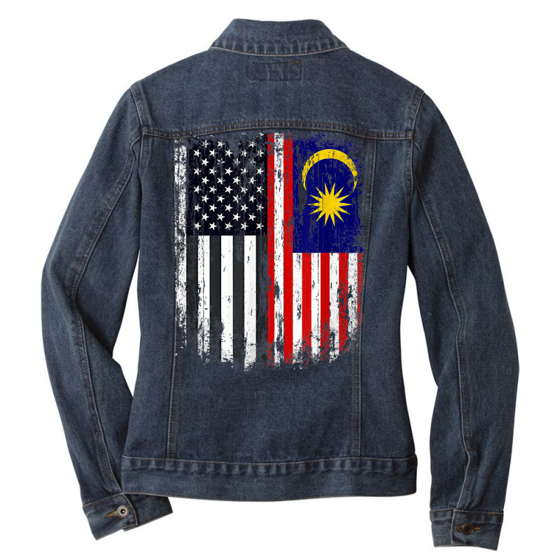 Duel Flag Design Malaysia And American Duel Citizen T Shirt Ladies Denim Jacket by xq8pjbeamer | Artistshot