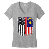 Duel Flag Design Malaysia And American Duel Citizen T Shirt Women's V-neck T-shirt | Artistshot