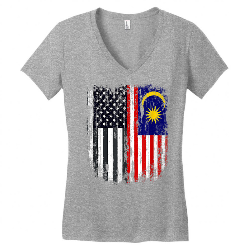 Duel Flag Design Malaysia And American Duel Citizen T Shirt Women's V-Neck T-Shirt by xq8pjbeamer | Artistshot