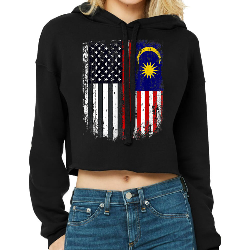 Duel Flag Design Malaysia And American Duel Citizen T Shirt Cropped Hoodie by xq8pjbeamer | Artistshot