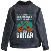 Guitarist An Old Man With A Guitar Gift Unisex Sherpa-lined Denim Jacket | Artistshot