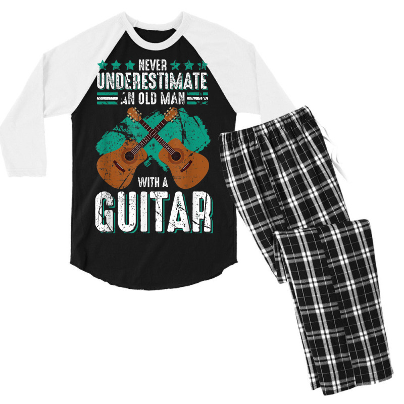 Guitarist An Old Man With A Guitar Gift Men's 3/4 Sleeve Pajama Set | Artistshot