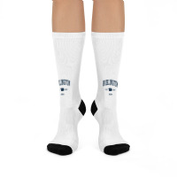 Burlington Iowa Ia Vintage Athletic Navy Sports Design Crew Socks | Artistshot