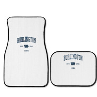 Burlington Iowa Ia Vintage Athletic Navy Sports Design Full Set Car Mats | Artistshot