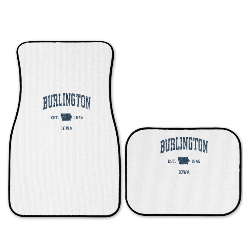 Burlington Iowa Ia Vintage Athletic Navy Sports Design Full Set Car Mats | Artistshot