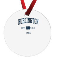 Burlington Iowa Ia Vintage Athletic Navy Sports Design Ornament | Artistshot