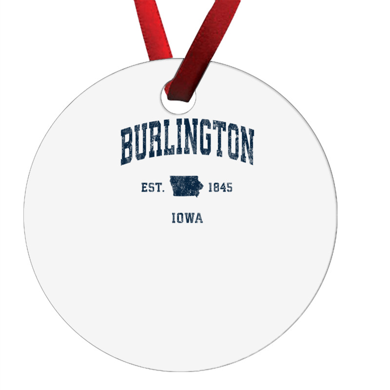 Burlington Iowa Ia Vintage Athletic Navy Sports Design Ornament | Artistshot