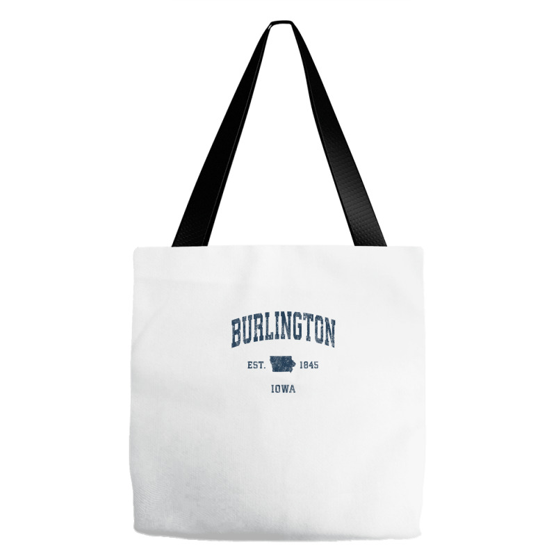 Burlington Iowa Ia Vintage Athletic Navy Sports Design Tote Bags | Artistshot