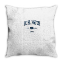 Burlington Iowa Ia Vintage Athletic Navy Sports Design Throw Pillow | Artistshot