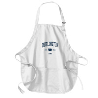 Burlington Iowa Ia Vintage Athletic Navy Sports Design Medium-length Apron | Artistshot