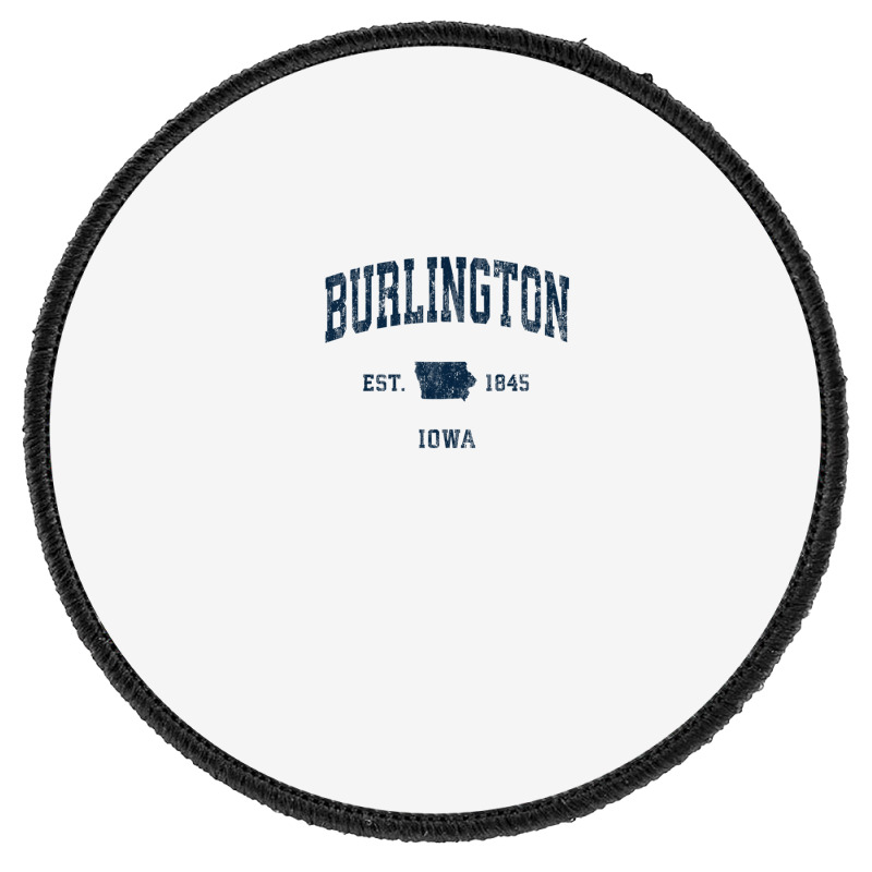 Burlington Iowa Ia Vintage Athletic Navy Sports Design Round Patch | Artistshot