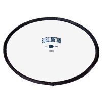 Burlington Iowa Ia Vintage Athletic Navy Sports Design Oval Patch | Artistshot