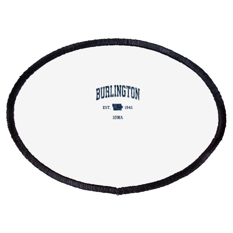 Burlington Iowa Ia Vintage Athletic Navy Sports Design Oval Patch | Artistshot