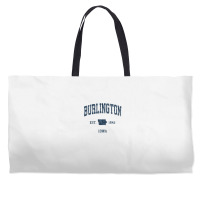 Burlington Iowa Ia Vintage Athletic Navy Sports Design Weekender Totes | Artistshot