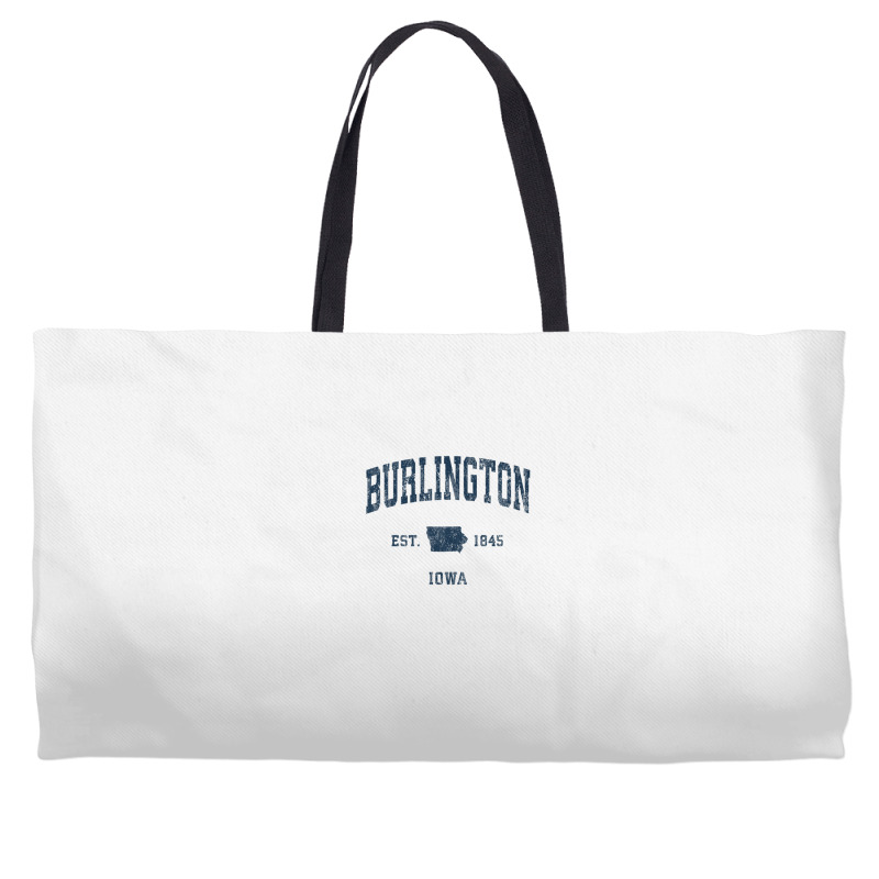 Burlington Iowa Ia Vintage Athletic Navy Sports Design Weekender Totes | Artistshot