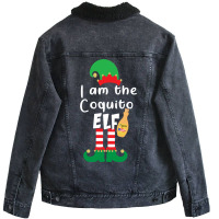 Playa Serena Funny Christmas  Coquito Elf Funny Puerto Rico Matching C Unisex Sherpa-lined Denim Jacket | Artistshot