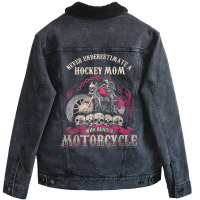 Hockey Biker Chick Lady Mom Motorcycle Tshirt Unisex Sherpa-lined Denim Jacket | Artistshot