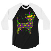 Funny Dog Mardi Gras, Cute Leopard Chihuahua Puppy Lover T Shirt 3/4 Sleeve Shirt | Artistshot