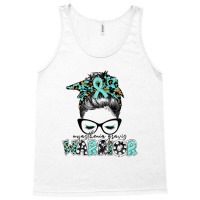 Messy Bun Women Teal Ribbon Myasthenia Gravis Warrior Tank Top | Artistshot