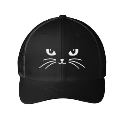 Black Cat Embroidered Hat Embroidered Mesh Cap Designed By Madhatter