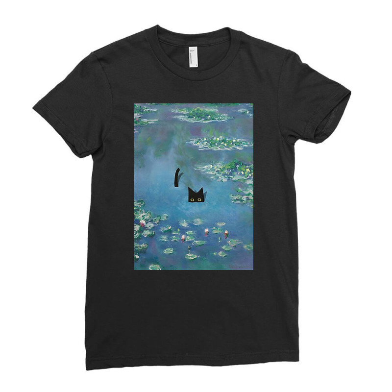 Monet Cat, Cat Lovers Gift Ideas Ladies Fitted T-Shirt by cathleenknot | Artistshot