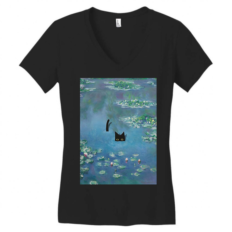 Monet Cat, Cat Lovers Gift Ideas Women's V-Neck T-Shirt by cathleenknot | Artistshot