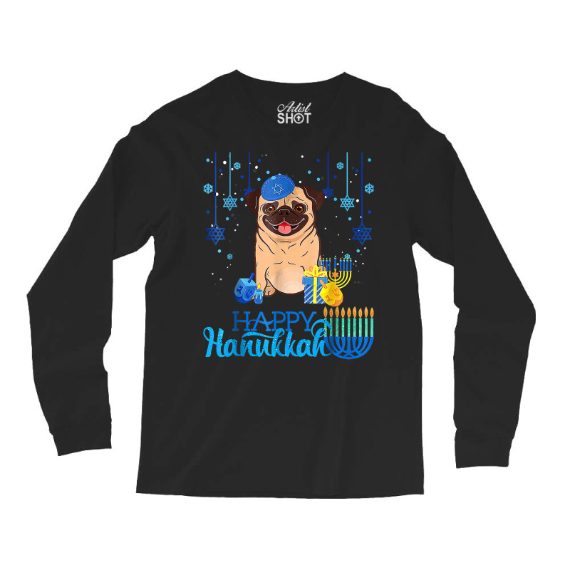 Jewish Pug Dog Menorah Hat Chanukah Hanukkah Jewish Xmas Pre T Shirt Long Sleeve Shirts | Artistshot