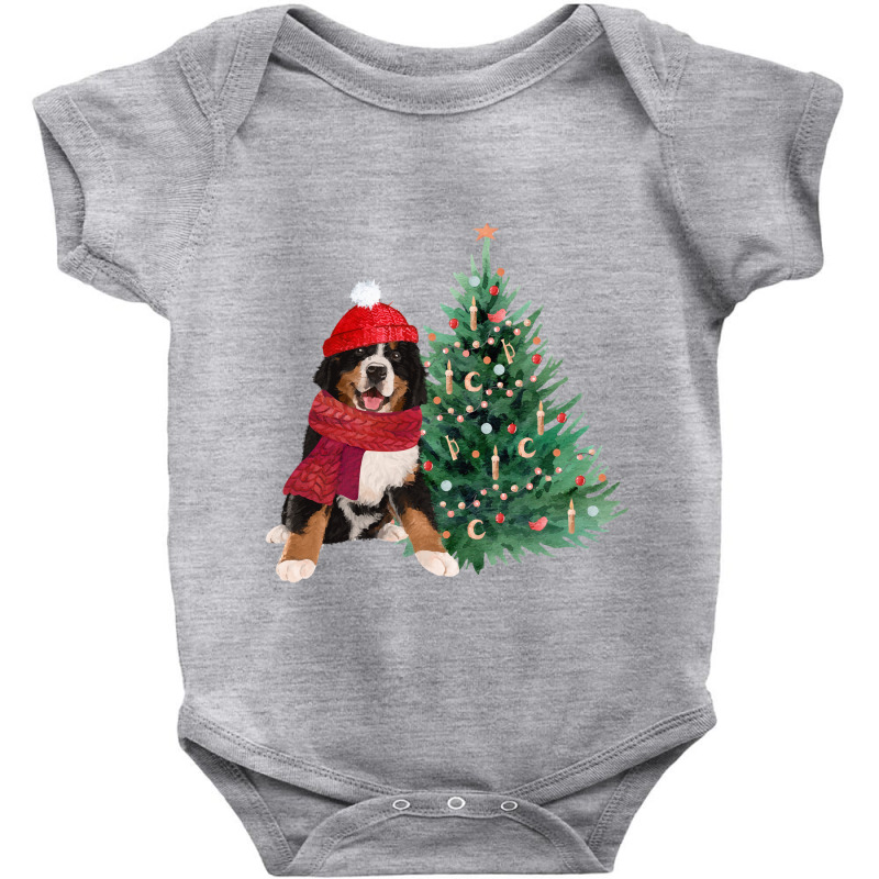 Bernese Mt Dog With Charismas Tree Bernese Mountain Christmas Gift 24 Baby Bodysuit by Eme90 | Artistshot