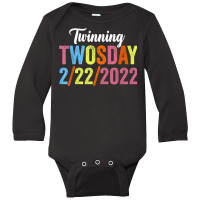 Twinning Twosday Tuesday February 22nd 2022 Funny Vintage T Shirt Long Sleeve Baby Bodysuit | Artistshot