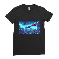 Mechanical Sharks In The Futuristic City Ladies Fitted T-shirt | Artistshot