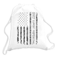 Funny Job Title American Flag Direct Support Professional T Shirt Drawstring Bags | Artistshot