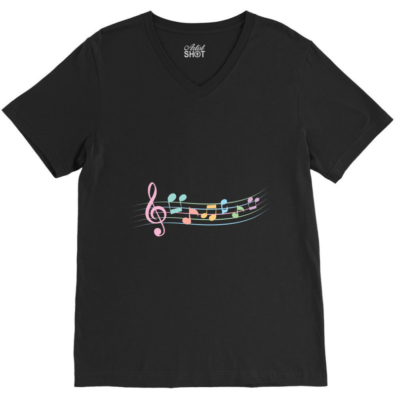 Colorful Music Notes Classic V-Neck Tee by JamesBurges | Artistshot