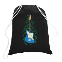 Blue Offset Style Electric Guitar Flowering Vines Drawstring Bags | Artistshot