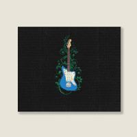 Blue Offset Style Electric Guitar Flowering Vines Landscape Canvas Print | Artistshot