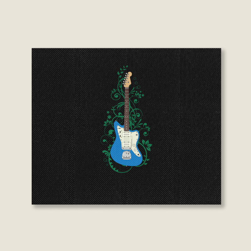 Blue Offset Style Electric Guitar Flowering Vines Landscape Canvas Print | Artistshot