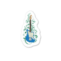 Blue Offset Style Electric Guitar Flowering Vines Sticker | Artistshot