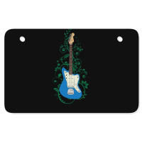 Blue Offset Style Electric Guitar Flowering Vines Atv License Plate | Artistshot