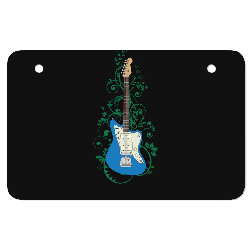 Blue Offset Style Electric Guitar Flowering Vines Atv License Plate | Artistshot