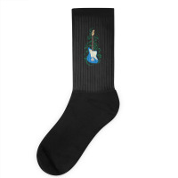 Blue Offset Style Electric Guitar Flowering Vines Socks | Artistshot