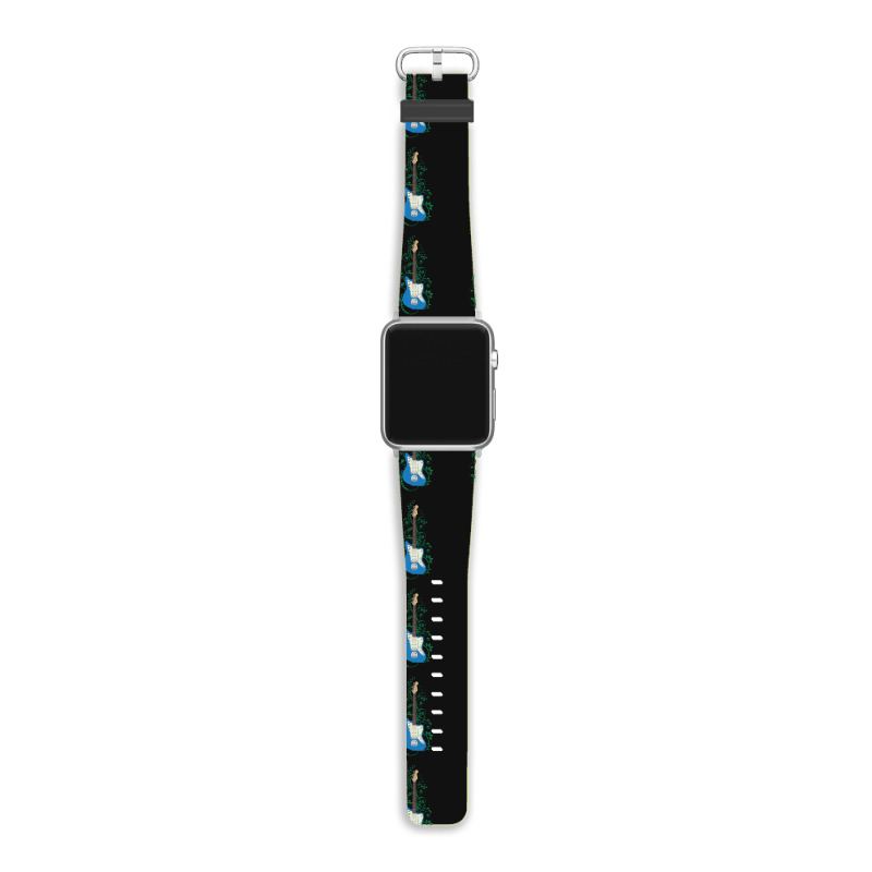 Blue Offset Style Electric Guitar Flowering Vines Apple Watch Band | Artistshot