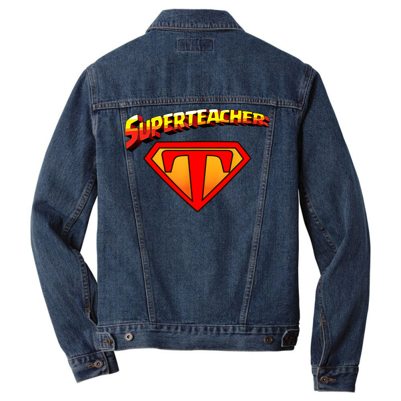 Superteacher Superhero Funny Teacher Superteacher Men Denim Jacket | Artistshot