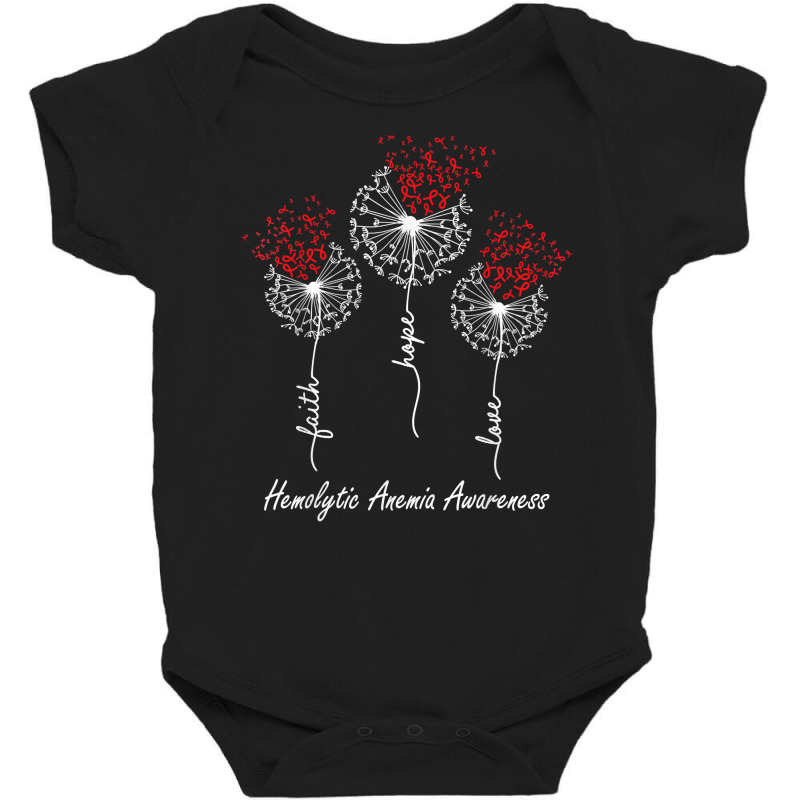 Hemolytic Anemia Awareness Faith Hope Love Dandelion T Shirt Baby Bodysuit by noelenedh2mar | Artistshot