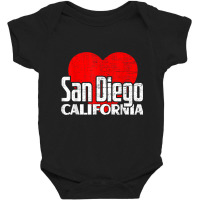 I Love San Diego California Retro Big Heart Vacation T Shirt Baby Bodysuit | Artistshot