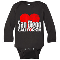 I Love San Diego California Retro Big Heart Vacation T Shirt Long Sleeve Baby Bodysuit | Artistshot