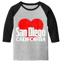 I Love San Diego California Retro Big Heart Vacation T Shirt Youth 3/4 Sleeve | Artistshot