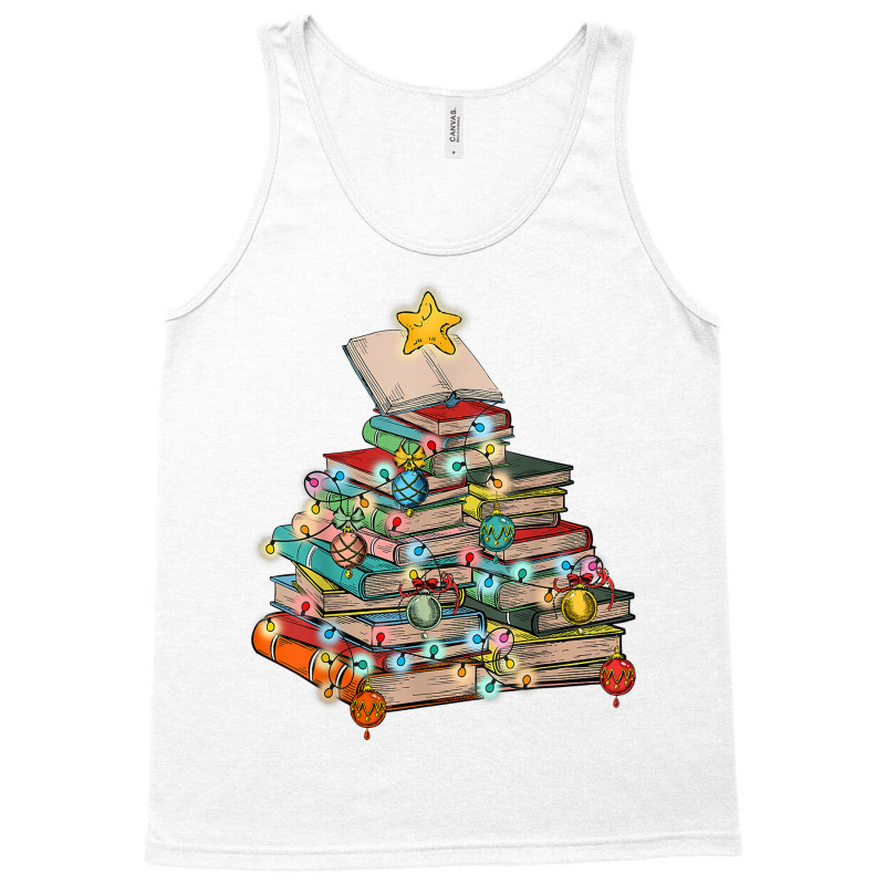 Library Christmas Tree Librarian X Mas Lights Book Lover T Shirt Tank Top by nilda1pr4klauer | Artistshot